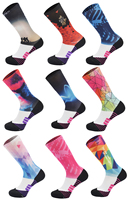 Chaussettes de compression d'équipage imprimées personnalisées à fond éponge à la mode OEM à haute élasticité