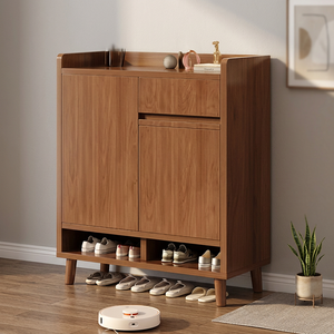 Meuble à chaussures moderne pliable en bois avec 3 étagères, portable, pour salon et appartement - Product Image 4