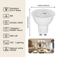 Ampoules LED GU10 au design moderne 6W MR16 Spot en plastique et aluminium Options de couleur 3000K/4000K/6000K IP44 pour éclairage intérieur et extérieur