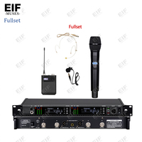 Sistema de Micrófonos Inalámbricos UHF de Doble Canal EIF Muses, Micrófonos de Mano, Sensor Infrarrojo, Control de Volumen y Silencio, Batería AA Negra