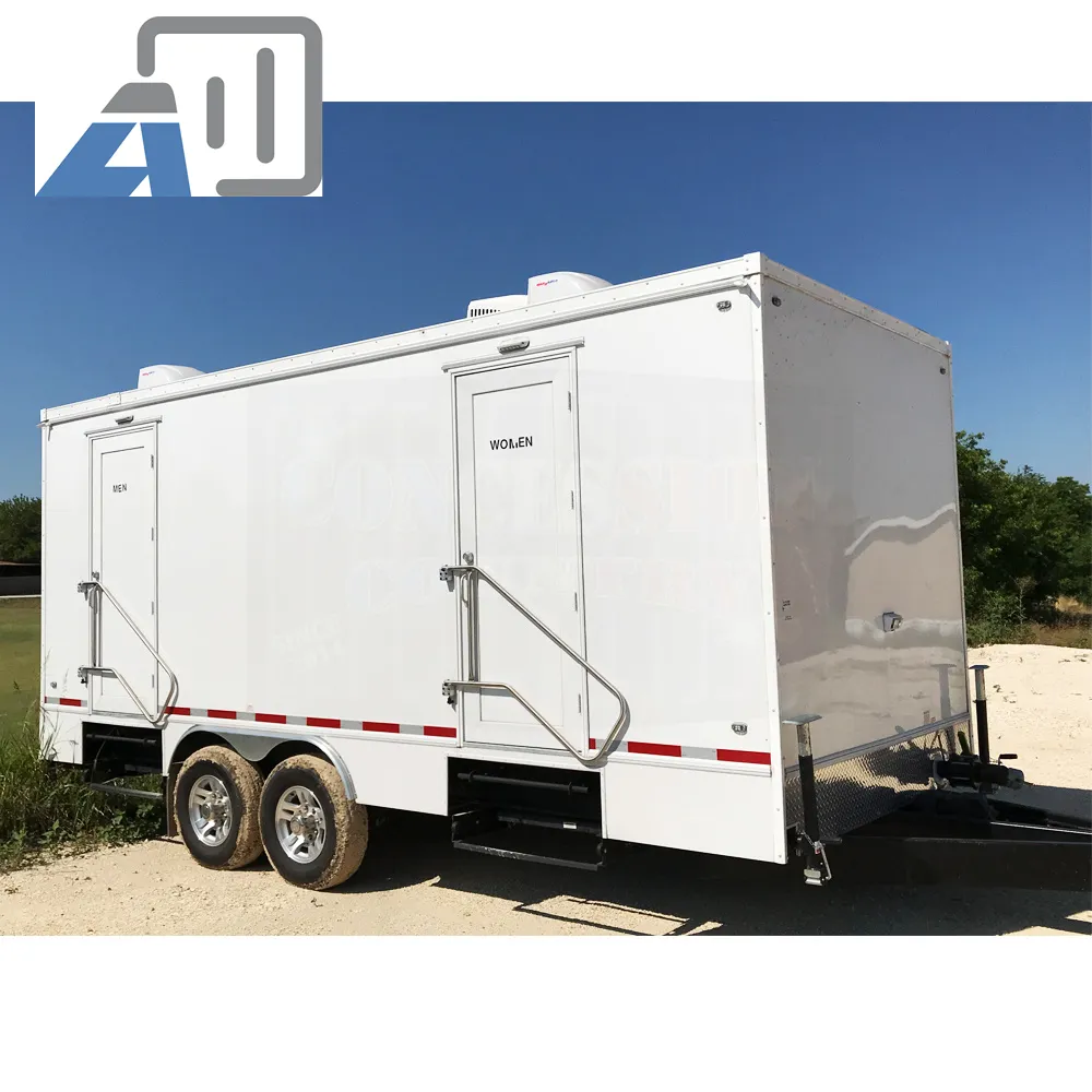 Camion de nourriture de salle de bain de luxe mobile portable public de haute qualité avec toilette de remorque de toilettes prête à l'emploi