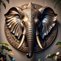 Décoration de musée des animaux personnalisée Grande sculpture murale classique en laiton coulé en métal tête d'animal Sculpture murale géante en bronze tête d'éléphant