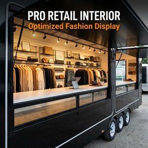 Remorque mobile carrée en composite noir de 8 m (26,25 pi) pour boutique de vêtements, avec présentoir de vente au détail pour événements de mode et ventes de vêtements - Product Image 3