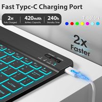 Étui rétro-éclairé pour iPad 9e/8e/7e génération 10.2 ", 2021/2020/2019, clavier sans fil détachable, couverture folio en cuir avec clavier
