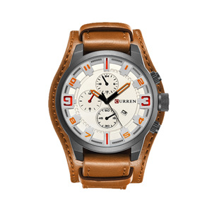 Montre décontractée pour homme 8225, mouvement à quartz japonais, chronographe en alliage, bracelet en cuir, étanche 30 bars, style dessin animé, mode vintage, avec pièce de monnaie - Product Image 5