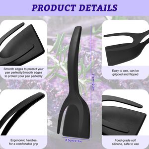 2-in-1 Multifunctional Eco-Friendly <b>Silicone</b> Kitchen Spatula Double Grip Flip Tongs Fried Egg Turner Food Baking Pastry <b>Tool</b> - Product Image 4