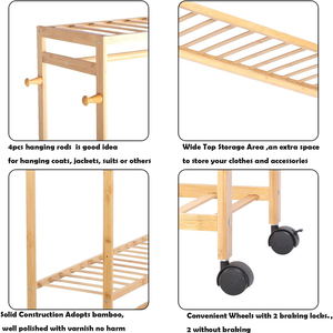 Miễn phí đứng quần áo kệ móc tủ quần áo móc lưu trữ quần áo giá với bánh xe - Product Image 4