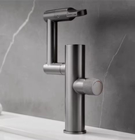 Robinet de lavabo pivotant gris bronze YF 2026 avec affichage LED de la température 360° °   Robinet de lavabo de salle de bain à bras mécanique rotatif