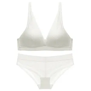 Hot Sale Soft Cup BH-Sets Damen Atmungsaktives Wire Free Lace Unterwäsche-Set