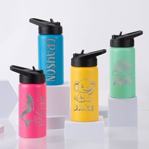 Custom Kids Insulated Water <b>Bottle</b>, Personalized Stainless Steel <b>Flask</b> with Straw Lid, Leakproof for School - Product Image 6