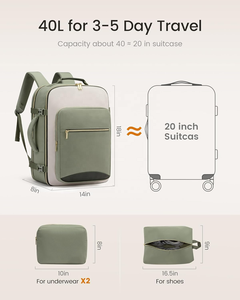 Sacs de voyage approuvés par la TSA pour les voyages d'une nuit, 40L/50L/56L, sacs de voyage pour le week-end, sacs de voyage d'affaires, sac à dos de voyage pour ordinateur portable 17 pouces avec 3 cubes de rangement - Product Image 3