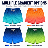 Shorts de bain pour hommes en gros, effet dégradé, sublimation, couleurs personnalisées, OEM direct