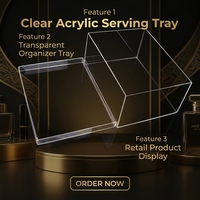 Plateau de service en acrylique transparent personnalisé, épaisseur 5 mm, facile à assembler, pour la maison, la table, le comptoir de salle de bain, la présentation en magasin, les cadeaux