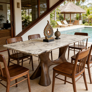 Modern Light Luxury 8 Seater Dining Table Set Y-shaped Legs Wooden Base <strong>Marble</strong> <strong>Top</strong> Rectangular Design for Home Restaurant Use - Product Image 4