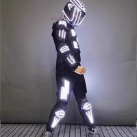 Costume de robot LED pour scène, pour adultes - Unisexe, vêtements de performance de danse, matière polyester, costume de spectacle pour bar/boîte de nuit