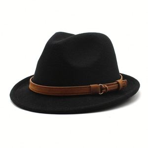 Chapeau Fedora de style vintage britannique <span class=keywords><strong>2023</strong></span> pour hommes, petit rouleau, large bord, design simple pour les fêtes, décontracté, extérieur et sport - Product Image 3