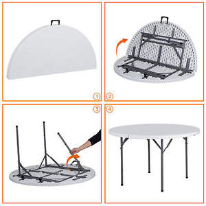 Vente en gros de 6 pieds Tables rondes pliantes en plastique pour repas en plein air à louer à des prix abordables pour la restauration - Product Image 2