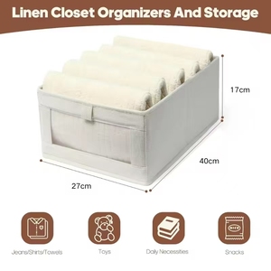 Boîte de <span class=keywords><strong>rangement</strong></span> en lin pliable et écologique moderne pour un intérieur organisé, meubles, chambre à coucher, garde-robe, vêtements et jouets - Product Image 6