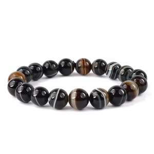 Black Sulemani Hakik Onyx Natural Crystal Healing AAA Gemstone Jewellery Round Beaded Stone Bracelet for <b>Men</b> & Women - Product Image 6
