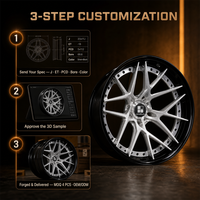 Jantes forgées 3 pièces noires à 12 rayons argentées 22x12 5x120 ET35 6061 T6 sur mesure à déport profond pour Audi