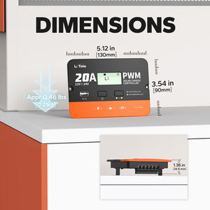 최대 입력 전력 340W/12V 680W/24V LCD 화면 디스플레이 시스템 전압 20 암페어 PWM 태양열 충전 컨트롤러 12V/24V - Product Image 2