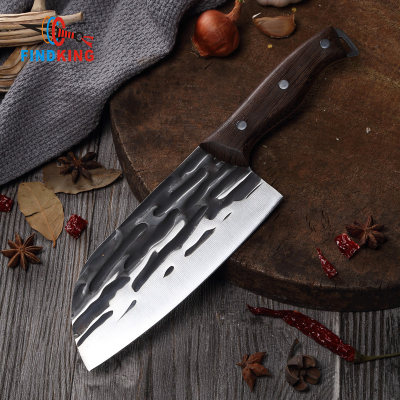FINDKING Kitchen Outdoor Full Tang Handle 7 Inch Handmade Forged Chopper Kitchen Knife Stainless Steel Butcher Knife