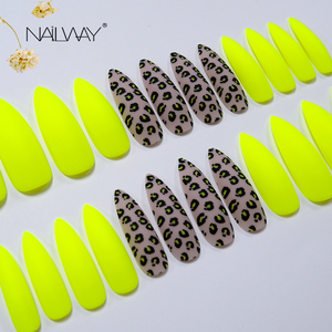 <span class=keywords><strong>Uñas</strong></span> postizas largas con estampado de leopardo, color <span class=keywords><strong>amarillo</strong></span> claro, cobertura completa, mate, Stiletto - Product Image 4