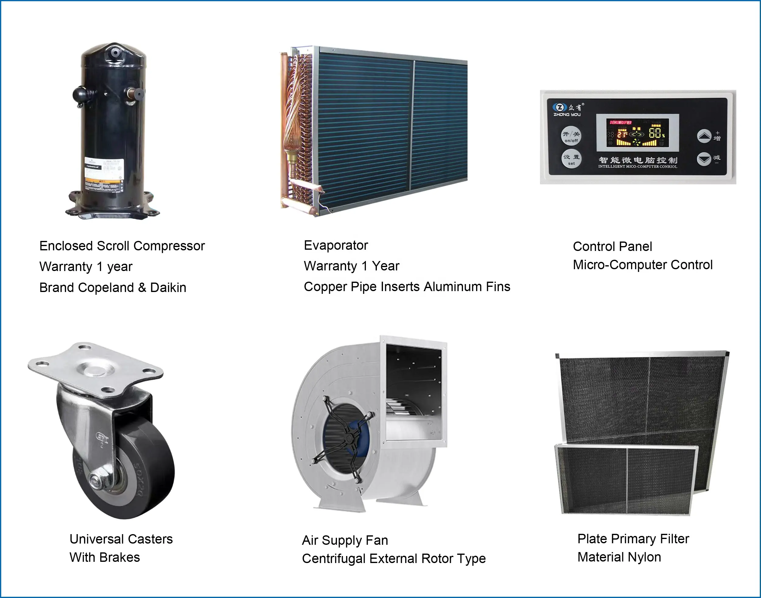 Dehumidifier udara kering 240L, penghilang kelembapan industri Dehumidifi ruang bawah tanah