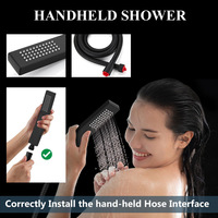 Système de douche mural noir mat à trois poignées en acier inoxydable 304, avec pommeau de douche carré de 10 pouces et mitigeur de douche pluie