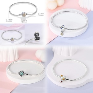 Bracciale Charm in <span class=keywords><strong>Argento</strong></span> Sterling <span class=keywords><strong>925</strong></span> Fai-da-Te, Gioielli alla Moda per Donne, Bracciali e Bangle con Zirconi a Forma di Serpente - Product Image 5
