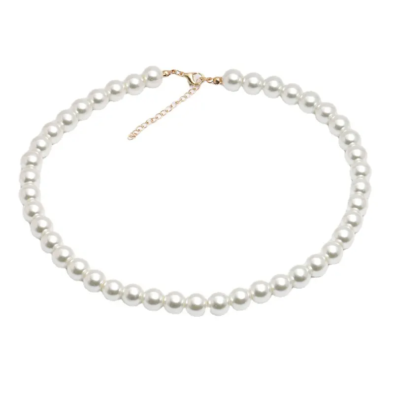Classico elegante grande bianco imitazione perle perline girocollo collana catena clavicola per le donne gioielli da sposa collare