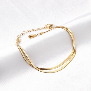 Nuevo Diseño Moderno, Cadena de Serpiente Gruesa que no se Deslustra, Chapado en Oro PVD de 18k, Tobillera de Doble Cadena con Dijes, Joyería de Tobillera de Acero Inoxidable - Product Image 3
