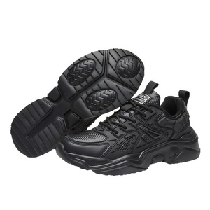 Zapatillas Deportivas Casuales de Diseño de Lujo para Hombre, Totalmente <span class=keywords><strong>Negras</strong></span>, Transpirables, de Malla y Cuero Sintético, con Suela Acolchada de EVA, a la Moda - Product Image 6