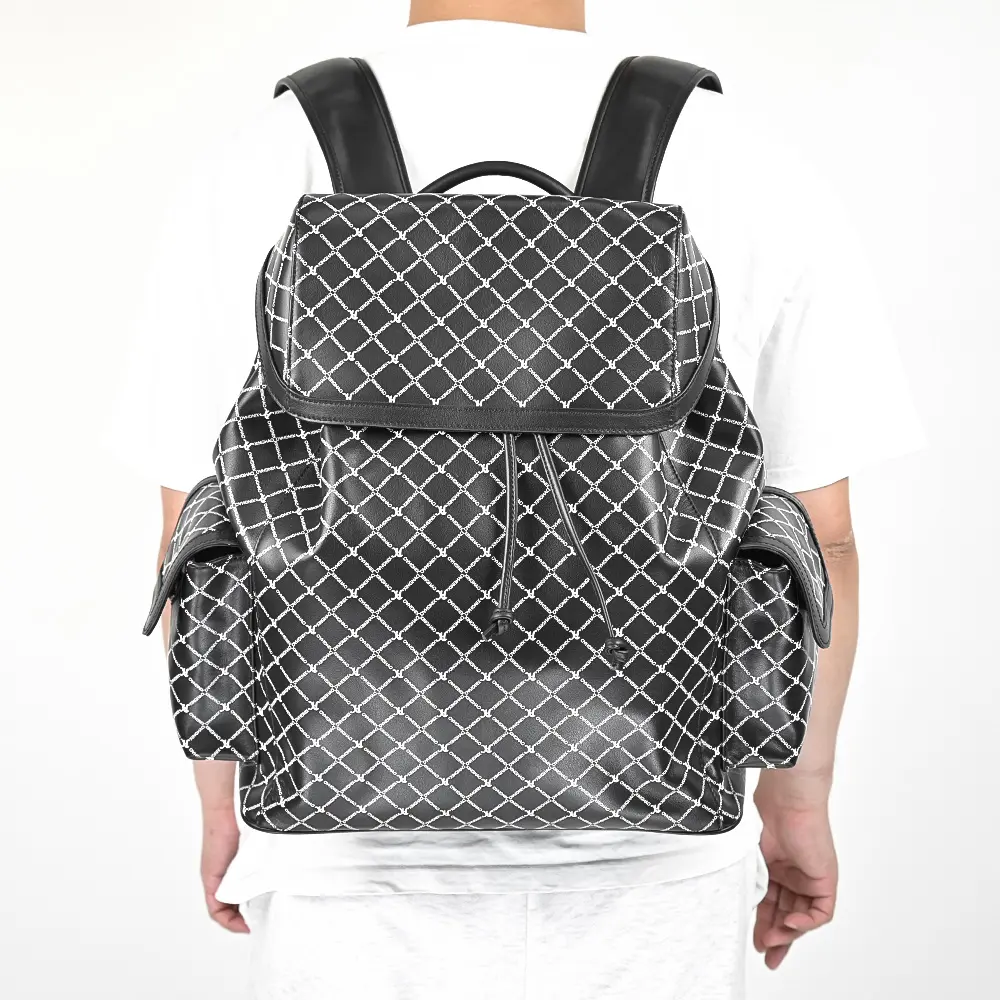 New arrival personal customized leather backpack printed logo backpack waterproof schoolbag