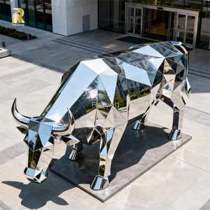 Современное декоративное здание RELONG в натуральную величину, Геометрическая статуя быка из нержавеющей стали для продажи - Product Image 5