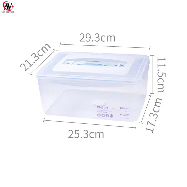 Plastic Sealed Crisper Refrigerator Containers Food Fruit Vegetables Storage Box with handle 4.5L