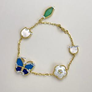 Pulsera <span class=keywords><strong>de</strong></span> <span class=keywords><strong>la</strong></span> <span class=keywords><strong>Suerte</strong></span> con Forma <span class=keywords><strong>de</strong></span> Trébol <span class=keywords><strong>de</strong></span> Cuatro Hojas, Diseño Animal, Chapado en Oro <span class=keywords><strong>de</strong></span> Alta Calidad, Unisex, Regalo, Novedad 2026 - Product Image 4