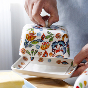 2025 Phong Cách Mới Sáng Tạo Gốm Bơ Hộp Vườn Phong Cách Vành Đai Bìa Cho Pho Mát Dim Sum Lưu Trữ Món Ăn An Toàn Bọt Bao Bì Nhà Bếp - Product Image 2