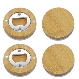 Abridor de Botellas de Bebidas de Madera, Forma Redonda, Abridores de Cerveza, Adhesivo para Refrigerador, para Invitados de Boda, Cocina, Bar, Fiesta, Regalo - Product Image 1