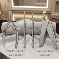 Kit d'outils de manucure en acier inoxydable avec logo gravé au laser pour la vente en gros de produits de beauté