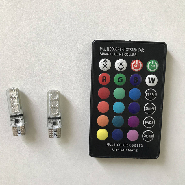 RGB Remote Control Flash T10 5050 6SMD Car-styling Multi Colors Auto Lighting LED Lamp Car Led Interior Light Bulb