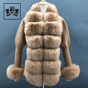 Cappotto maglione lavorato a maglia primavera autunno donna <span class=keywords><strong>Cardigan</strong></span> in lana Cashmere <span class=keywords><strong>con</strong></span> collo in <span class=keywords><strong>pelliccia</strong></span> di volpe - Product Image 5