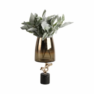 Vaso in vetro conico con base in marmo e supporto in metallo scultoreo per decorazioni per la casa - Product Image 2