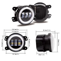 Phare antibrouillard à LED de 4 pouces pour voiture Blanc Jaune Ouverture Yeux d'Ange Phares antibrouillard pour voiture Jeep Modification des feux de conduite