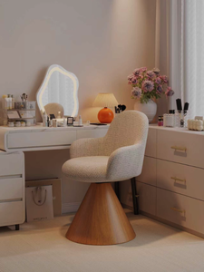 Silla de Tocador de Cuero PU Moderna y Lujosa para Dormitorio, Giratoria, de Madera Maciza, con Tapizado de Terciopelo, Taburete de <span class=keywords><strong>Maquillaje</strong></span>, Estilo Minimalista de Alta Gama - Product Image 1