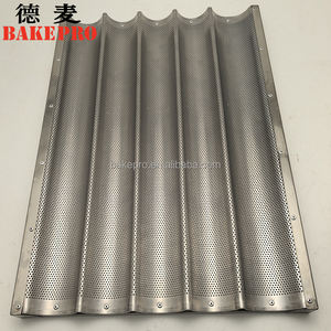 Bake Pro-Bandeja de aluminio antiadherente para hornear, bandeja de metal para <span class=keywords><strong>baguette</strong></span> ondulada de cuatro canales y cinco ranuras, para hornear comercial, para hornear - Product Image 3