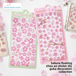 Stiker Bunga Sakura Epoxy 3D, Dekal Bunga Timbul Transparan untuk Kartu Jurnal DIY Scrapbook Grosir - Product Image 2