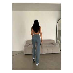 Jeans gamba larga a vita alta da donna - Product Image 1