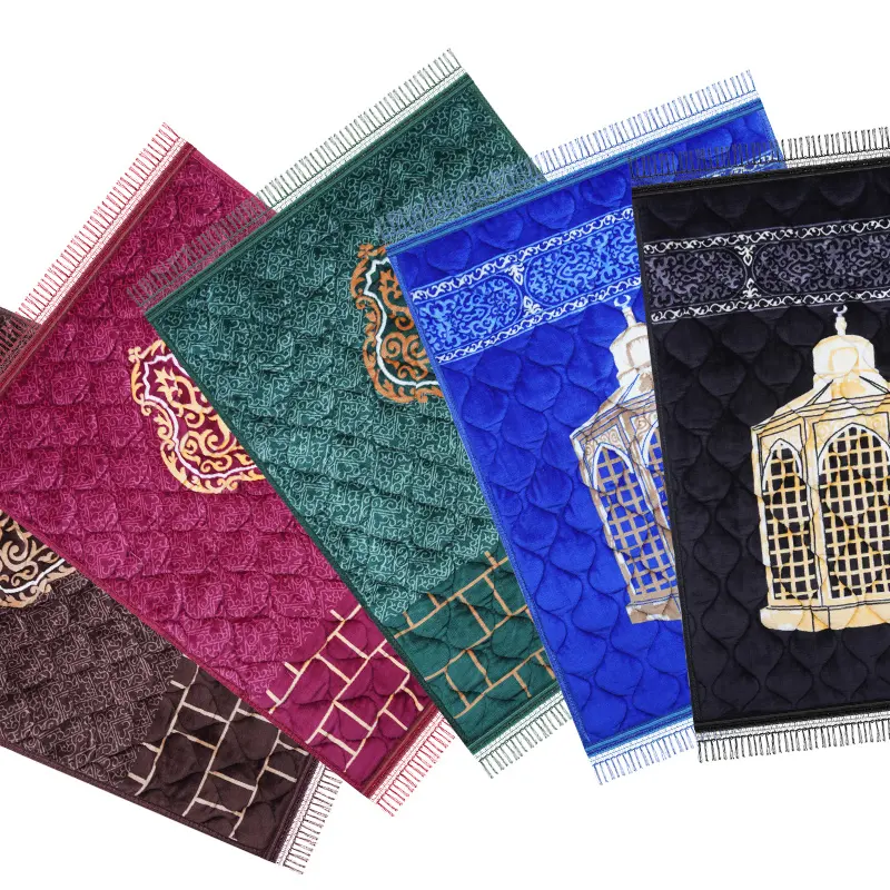 Memory Foam Worship Blanket Quilted Raschel Soft Islam Sajadah Muslim praying Halal Thickened Kneeling Blanket Prayer Mat