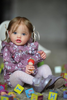 NPK 24 pulgadas bebé recién nacido Niño muñeca Reborn Lottie princesa niña realista tacto suave 3D piel arte muñeca con pelo de raíz de mano
